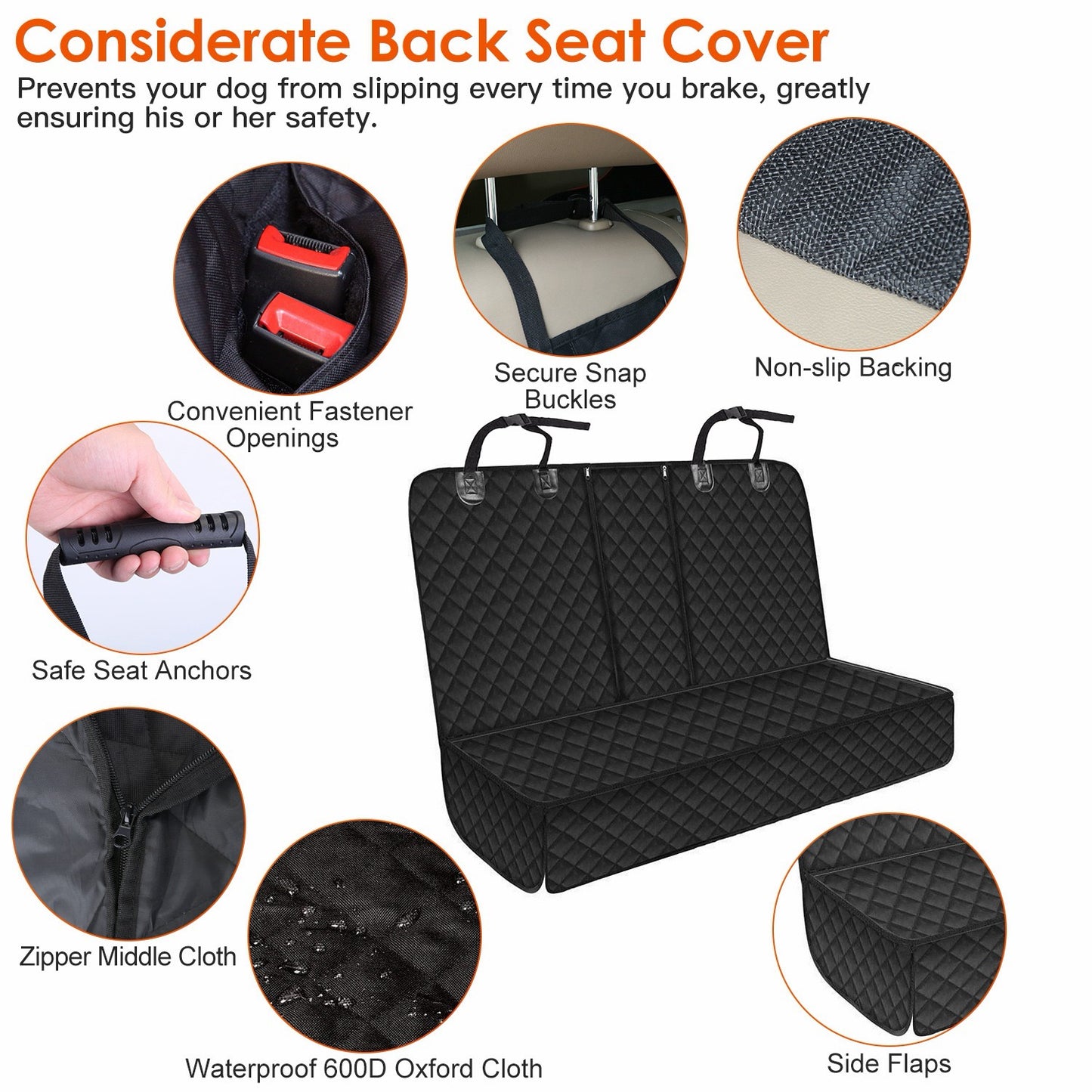 Waterproof Dog Car Seat Cover for Cars & SUVs | Non-Slip Back Seat Protector