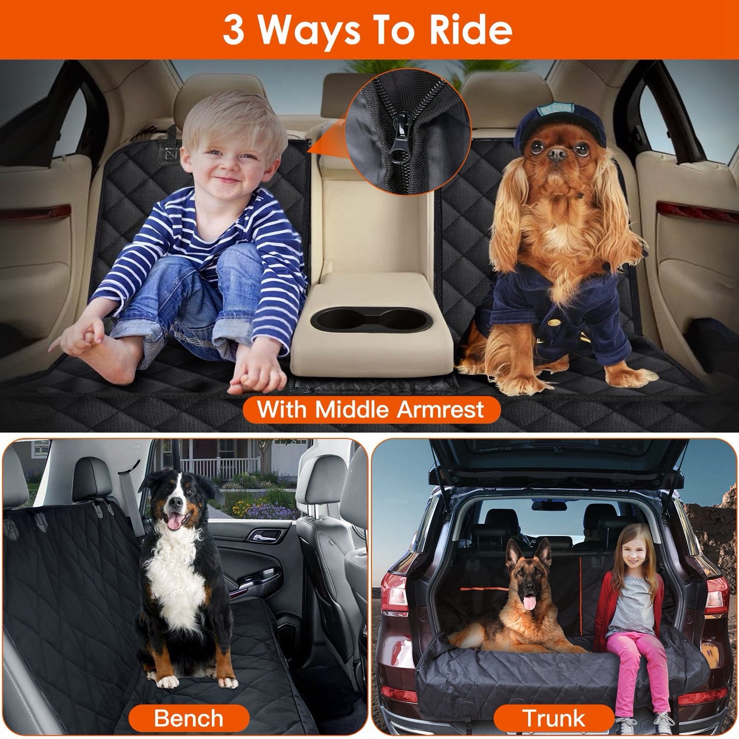 Waterproof Dog Car Seat Cover for Cars & SUVs | Non-Slip Back Seat Protector