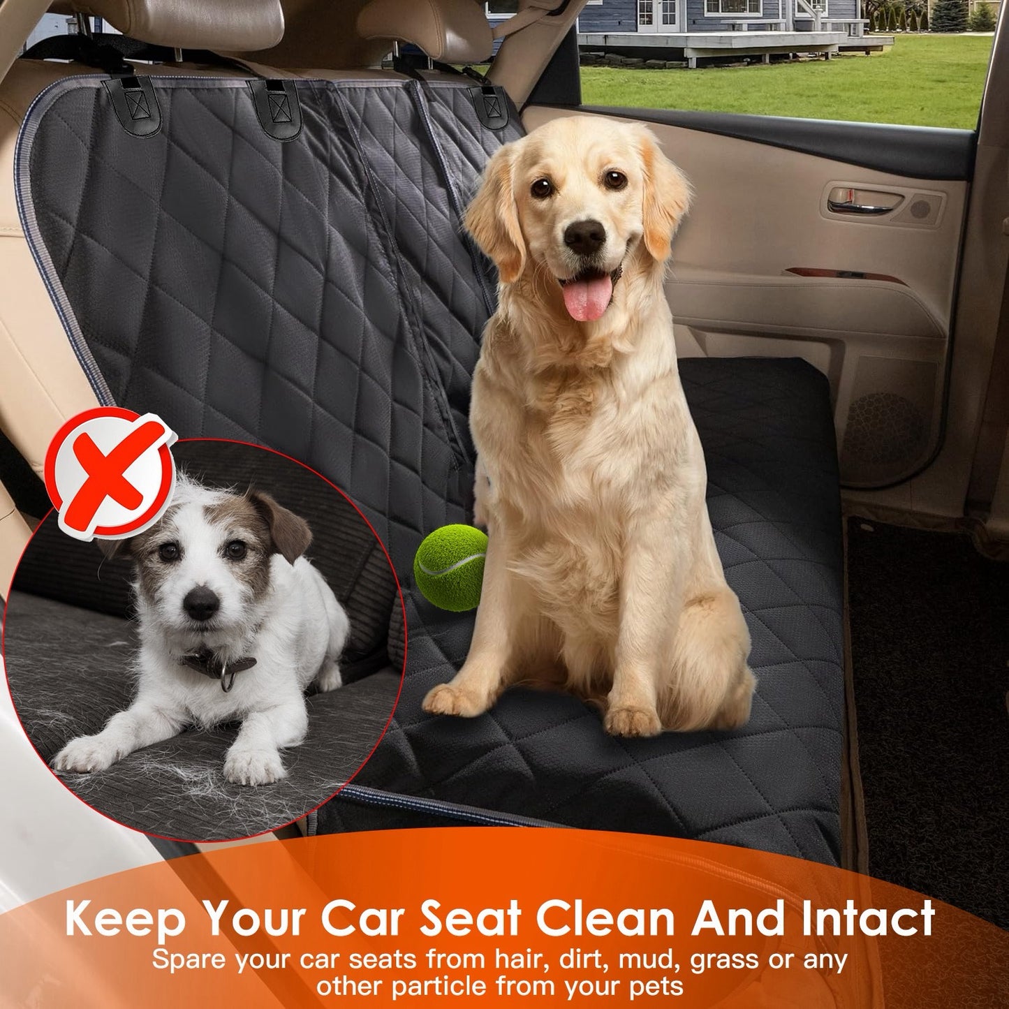 Waterproof Dog Car Seat Cover for Cars & SUVs | Non-Slip Back Seat Protector