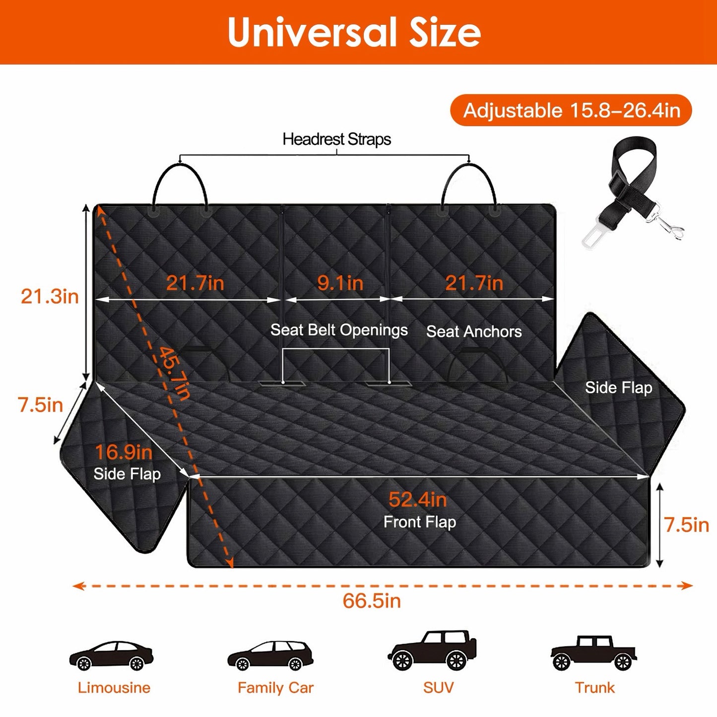 Waterproof Dog Car Seat Cover for Cars & SUVs | Non-Slip Back Seat Protector